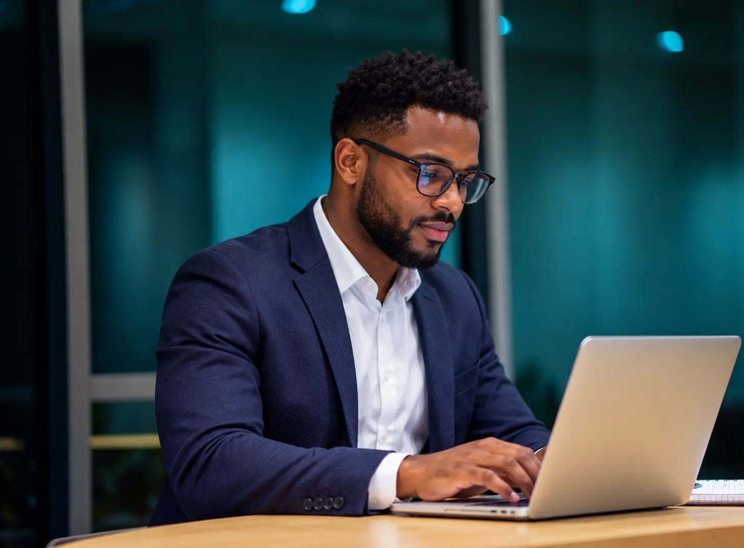 Professional person working on laptop